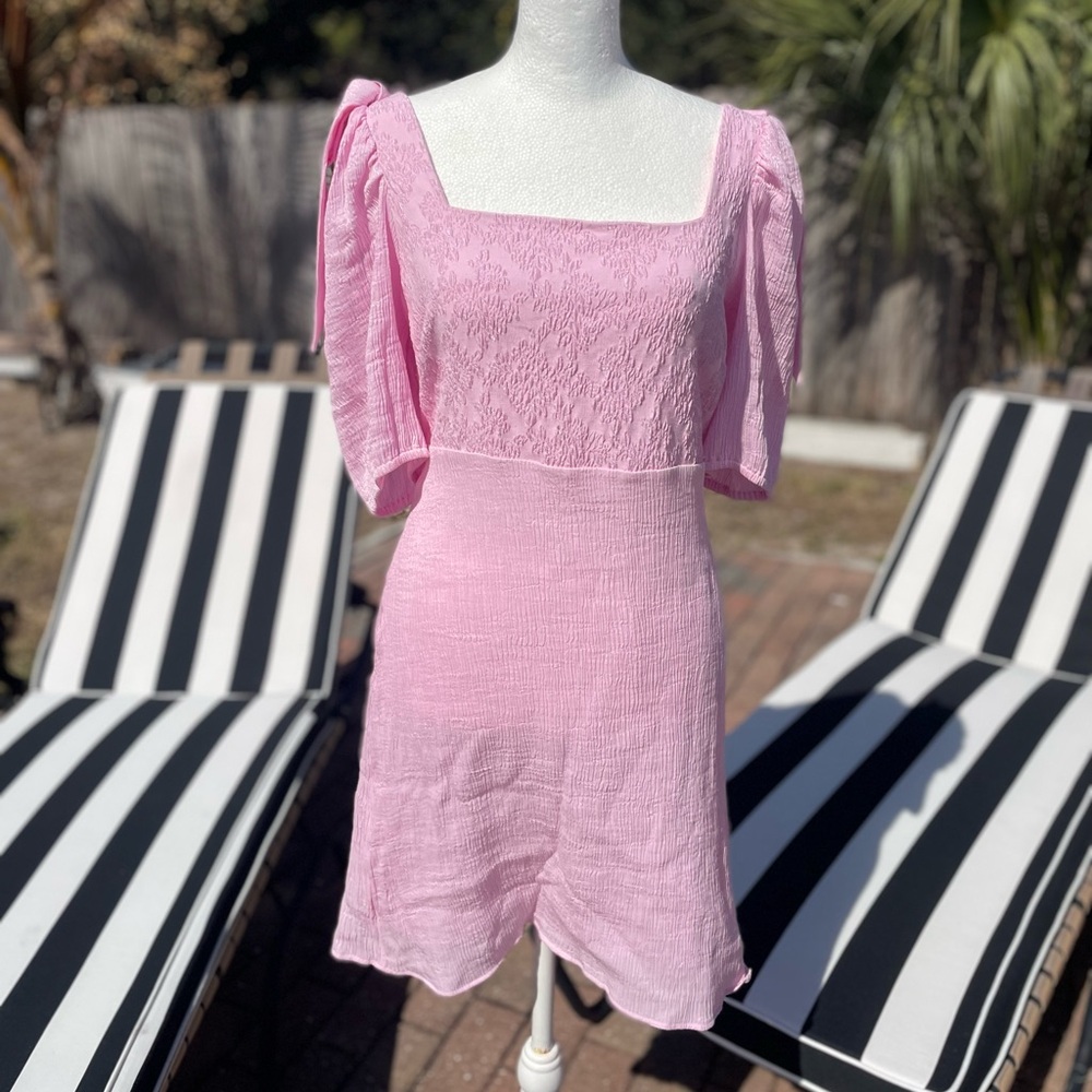 & Other Stories Pink Puff Sleeve Mini Dress Size 10 - Picture 5 of 13